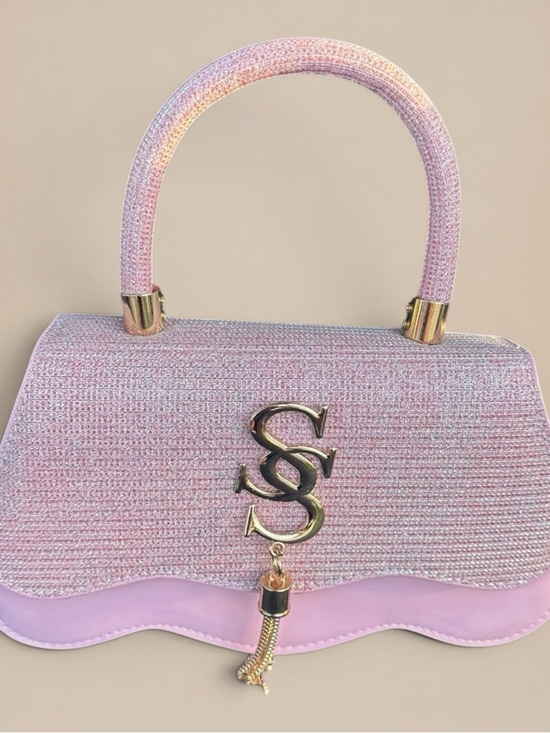 Suviafashion Handbags - Pink Glam Mini Handbag – Gold Detail & Sparkle Top ✨